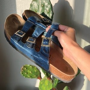 Birkenstock Betula Florida Jewel Blue Snakeskin Print Size 43 / 12